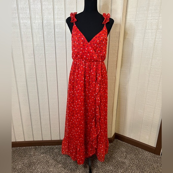 Madewell Ruffle Strap Wrap Dress in Metallic Striped Prairie Posies, size 6. NWT - Picture 7 of 7